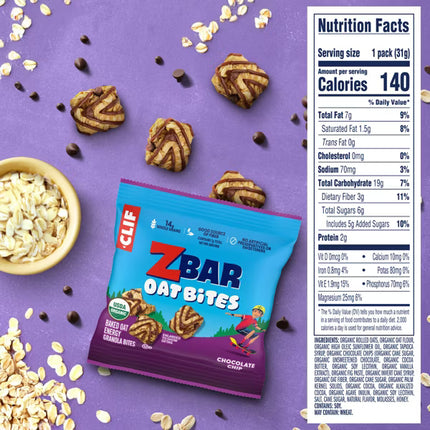 6 count CLIF Zbar Oat Bites Chocolate Chip Baked Oat Energy Granola Bites (Oct 16, 2026)