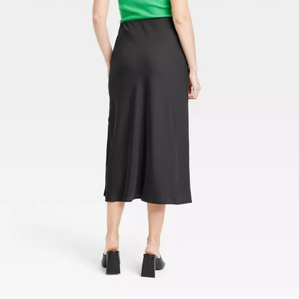 Women's Midi A-Line Slip Skirt - A New Day™, New, Black, Size M