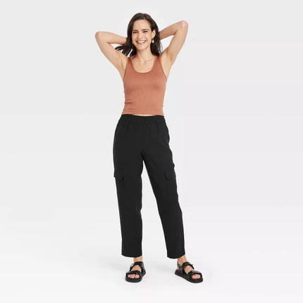 Women's High-Rise Ankle Cargo Pants - A New Day™, New, Black, Size S, M