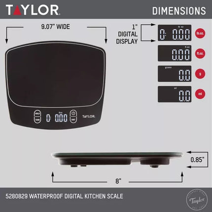 Taylor Waterproof Digital Kitchen 11 lb Food Scale - Black - Open Box