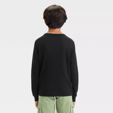 Boys' Long Sleeve Black Thermal Shirt - Cat & Jack™, New, Size- 4,6