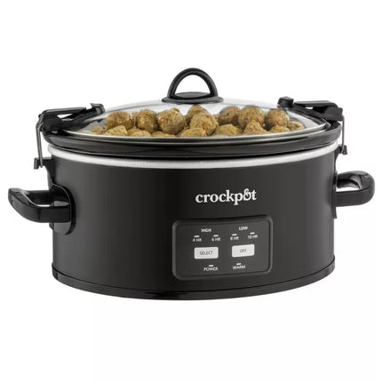 Crock-Pot 6qt Cook & Carry Programmable Slow Cooker - Matte Black, Open Box with Information