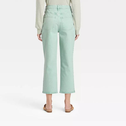 Women's High-Rise Straight Fit Cropped Jeans - Universal Thread, Mint Green, New, Size 10R