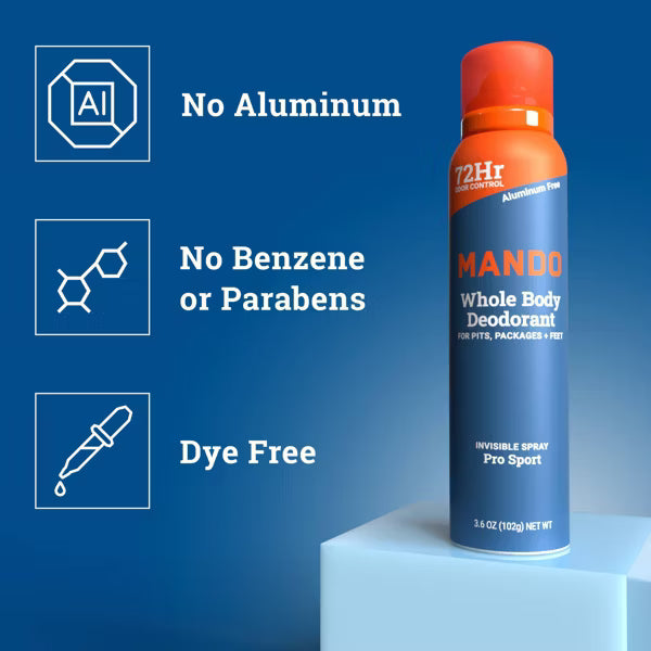 Mando Whole Body Deodorant Spray - Pro Sport - 3.6oz
