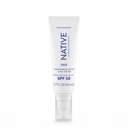 Native Mineral Face Lotion – Unscented SPF 30, 1.7 fl oz – New, Exp. 09/2024