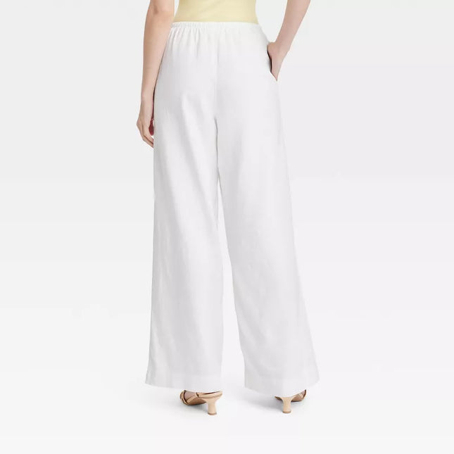 Women's High-Rise Wide Leg Linen Pull-On Pants - A New Day™, New - Size XS