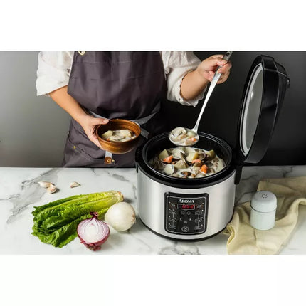 Aroma 20-Cup Digital Multicooker & Rice Cooker - Stainless Steel, New