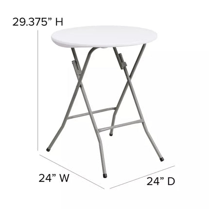 Flash Furniture 2-Foot Round Granite White Plastic Folding Table (New)