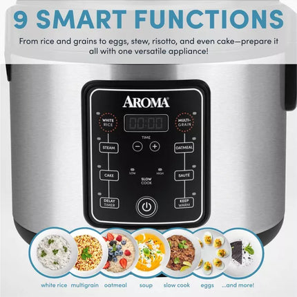 Aroma 20-Cup Digital Multicooker & Rice Cooker - Stainless Steel, New