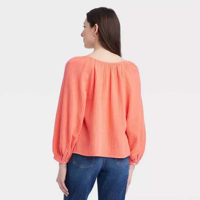 Women's Balloon Long Sleeve Everyday Blouse - Universal Thread™, New No Tags - Size L