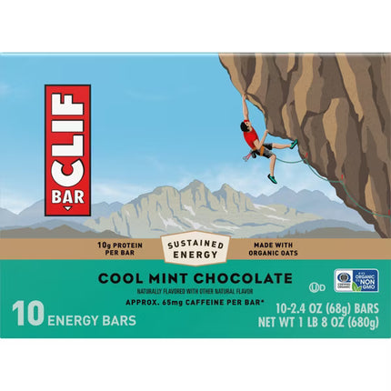 5-pack box of Clif Bar Cool Mint Chocolate Energy Bars (Jan 30, 2027