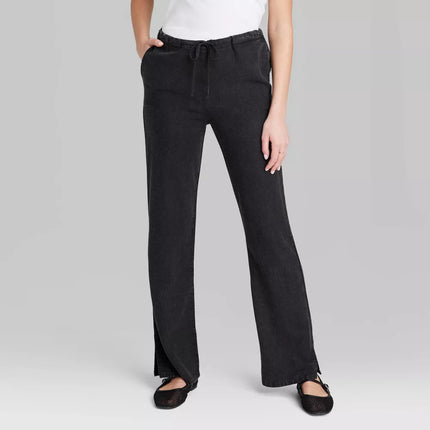 Women's Mid-Rise Wide Leg Relaxed Linen Pants - Wild Fable™, New,  Black- Size XL