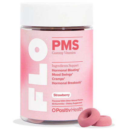 O Positiv FLO PMS Vegan Gummy Vitamins for Women with PMS & Menstrual Symptom Relief, Hormonal Bloating & Cramps Support - 60ct EXP - 11/2026