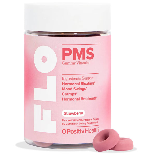 O Positiv FLO PMS Vegan Gummy Vitamins for Women with PMS & Menstrual Symptom Relief, Hormonal Bloating & Cramps Support - 60ct EXP - 11/2026