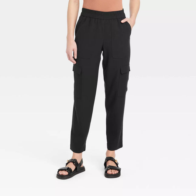 Women's High-Rise Ankle Cargo Pants - A New Day™, New, Black, Size S, M