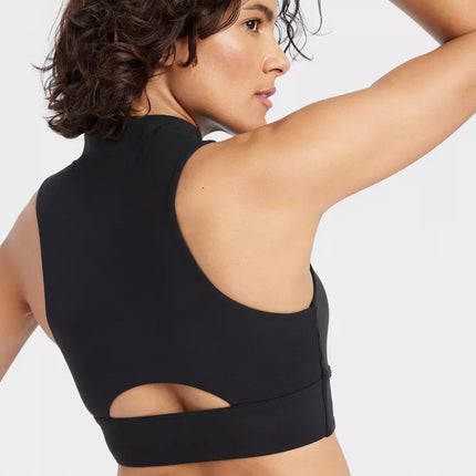 Women's Light Support High-Neck Crop Sports Bra - All In Motion™, New, Black, Size XXL