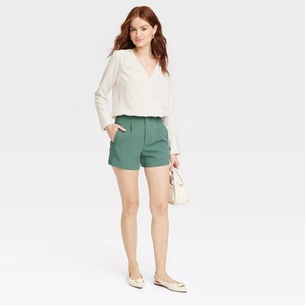 Women's High-Rise Tailored Shorts - A New Day™, Used, Green, Size 6