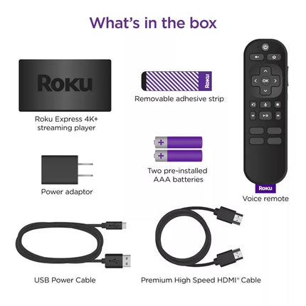 Roku Express 4K+ Streaming Player with Voice Remote and HDMI Cable (Open Box Without HDMI Cable)