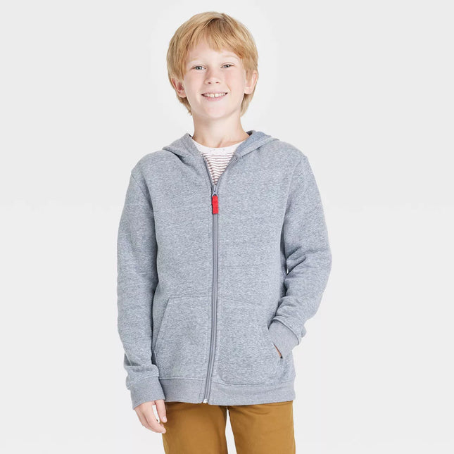 Boys' Grey Fleece Zip-Up Sweatshirt - Cat & Jack™, New, Size- 4