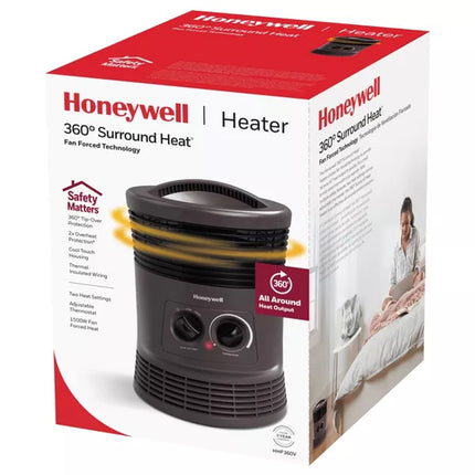 Honeywell HHF360B 1500W 360˚ Surround Indoor Heater, Black - Open Box