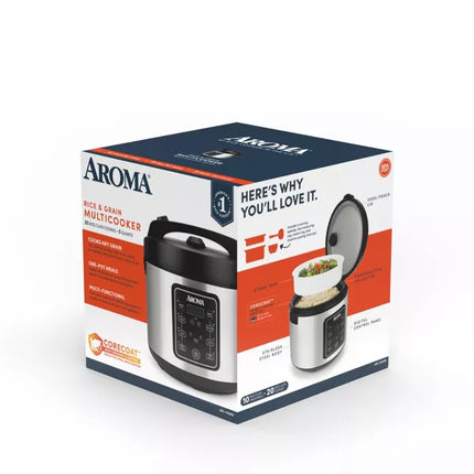 Aroma 20-Cup Digital Multicooker & Rice Cooker - Stainless Steel, New