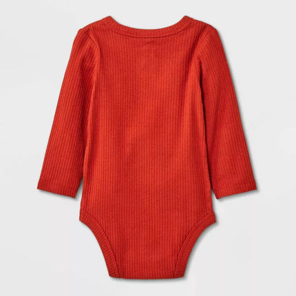 Baby Long Sleeve Henley Bodysuit - Cat & Jack™, Rust, New- 3M, 18M