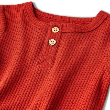 Baby Long Sleeve Henley Bodysuit - Cat & Jack™, Rust, New- 3M, 18M