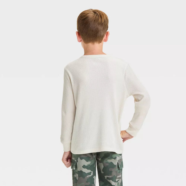 Boys' Long Sleeve White Thermal Shirt- Cat & Jack™, New, Size- 4,6,8,10