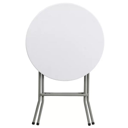 Flash Furniture 2-Foot Round Granite White Plastic Folding Table (New)