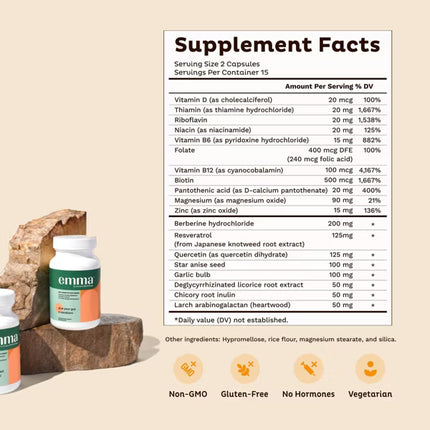 Emma Relief Daily Digestive Supplement Capsules - 30ct