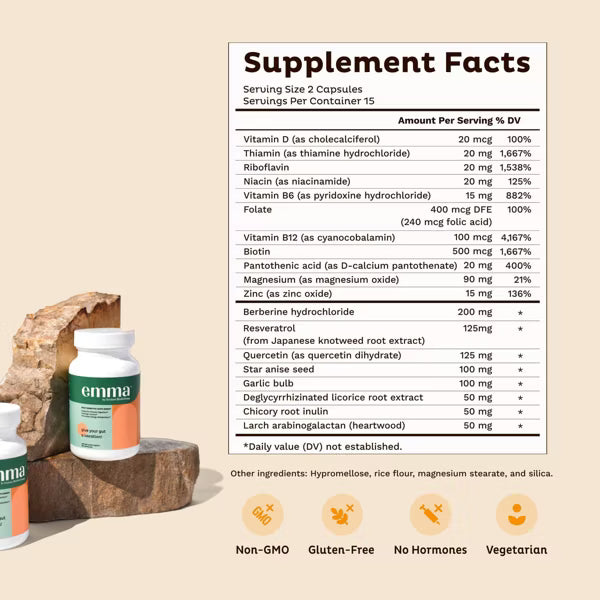 Emma Relief Daily Digestive Supplement Capsules - 30ct