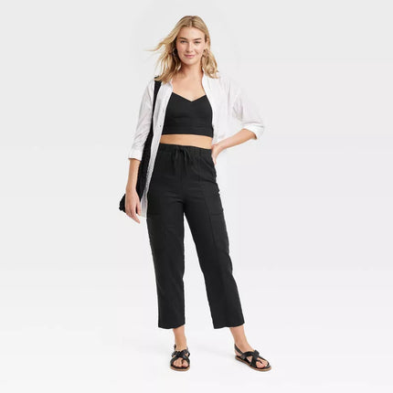 Women's High-Rise Pull-On Tapered Pants - Universal Thread™, New - Black, Size S