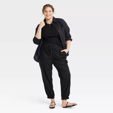 Women's High-Rise Modern Ankle Jogger Pants - A New Day™, New - Black, Size 3XL