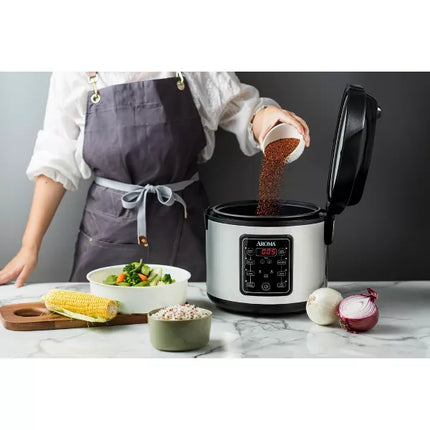 Aroma 20-Cup Digital Multicooker & Rice Cooker - Stainless Steel, New