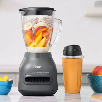 Oster Easy-to-Clean Blender with Dishwasher-Safe Glass Jar & Blend-n-Go Cup - 700W, 8 Speeds, New