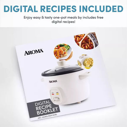 Aroma 4-Cup Pot-Style Rice Cooker - New, White