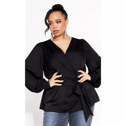 City Chic Women's Plus Size Opulent Top, Black, New, Size L