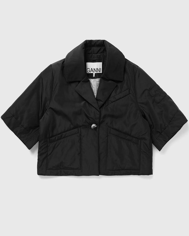 Ganni Summer Tech Padded Jacket Black Women's Size 36 New Without Tags