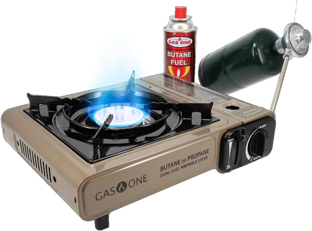 Gas One GS-3400P Dual Fuel Portable Camping Stove with Carrying Case - New