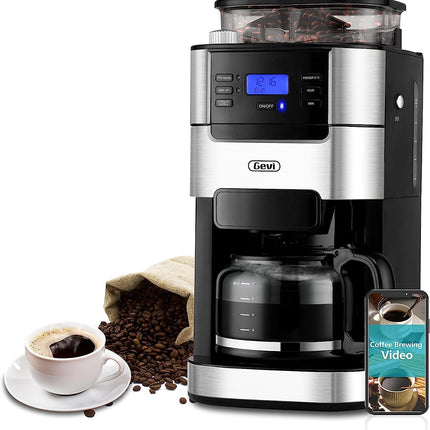 Gevi 10-Cup Programmable Grind & Brew Coffee Maker with Built-in Burr Grinder – New