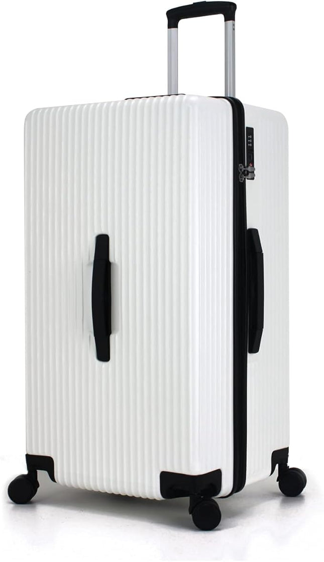 GinzaTravel Trunk Luggage, 26-Inch Spinner Wheels, Lightweight PC Material with TSA Lock, White - New