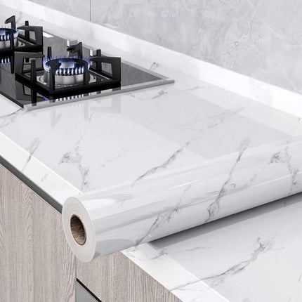 Glossy Marble Peel and Stick Contact Paper for Countertops and Cabinets - 23.6" x 236" - Gray and White - New