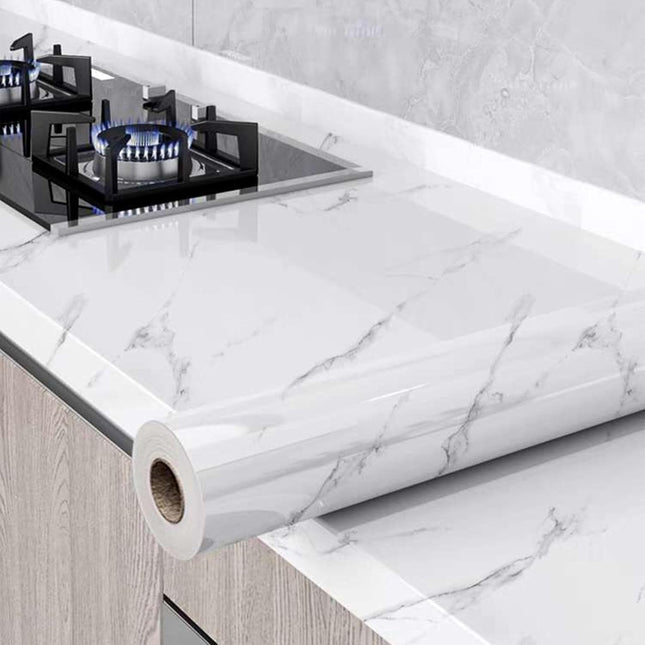 Glossy Marble Peel and Stick Contact Paper for Countertops and Cabinets - 23.6" x 236" - Gray and White - New