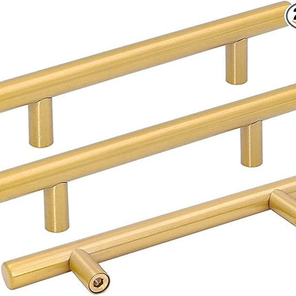 Goldenwarm 25-Pack Kitchen Cabinet Handles – 4" Gold Bar Pulls, Brushed Brass – Open Box
