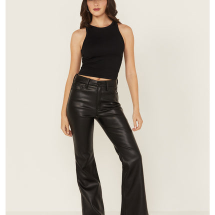 Good American Black Faux Leather Pants High Rise Stretch Women’s Size 15 New