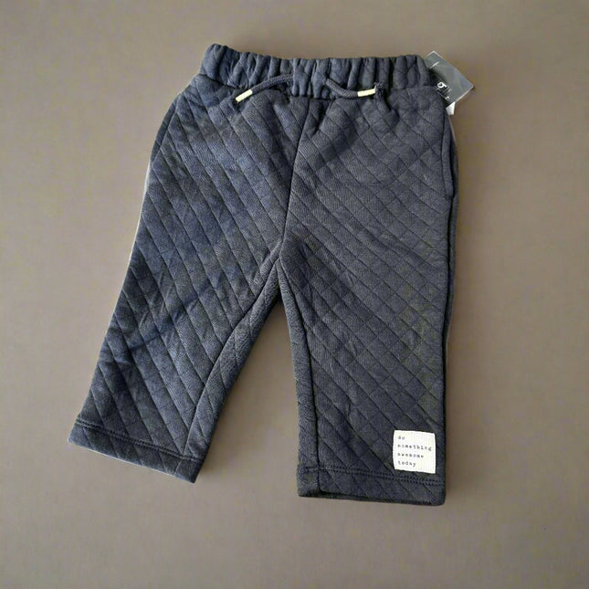 Grayson Mini Grey Waffle Pants Boys, New- 12M