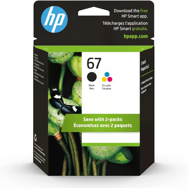 HP 67 2-Pack Black/Tri-color Original Ink Cartridges – 3YP29AN#140 – New