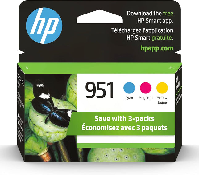 HP 951 Cyan Magenta Yellow Ink Cartridges 3-Pack CR314FN – New