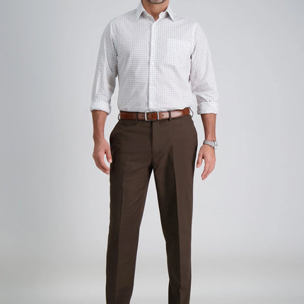 Haggar Men's Premium Comfort Classic Fit Pleat Expandable Waist Dress Pants, Dark Chocolate, 38W x 31L (New)
