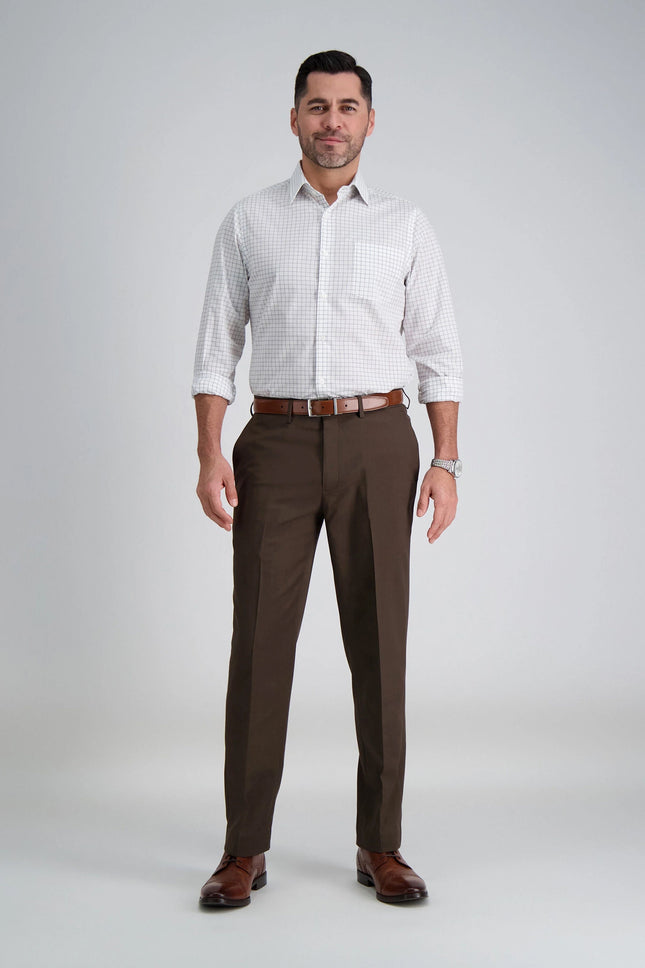 Haggar Men's Premium Comfort Classic Fit Pleat Expandable Waist Dress Pants, Dark Chocolate, 38W x 31L (New)
